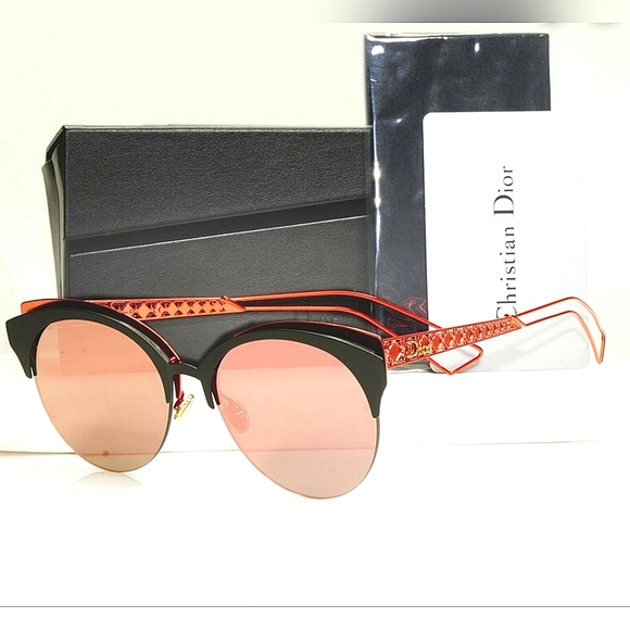 DIOR "DIORAMA CLUB" 55MM MATTE BLACK & CORAL WOMEN'S DESIGNER SUNGLASSES - Picture 11 of 11